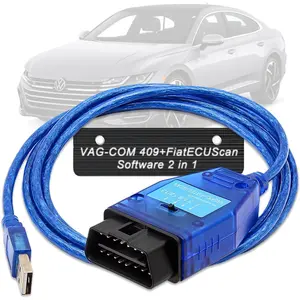 VAG KKL 409 Fiat ECU Scan OBD2  with FT232RL Chip,Diagnostic Software for VAG-COM 409+FIATECUSCAN Interface 2 in 1 Scanner Tool with 4Way ,fits VW,Audi,Fiat,Alfa,Lancia