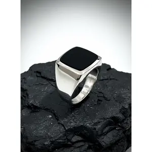 Onyx Sterling Silver Ring for Men: Traditional Band