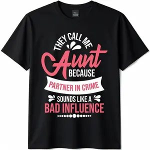 100% Cotton They Call Me Aunt - Partner In Crime Auntie New Niece Nephew T-Shirt