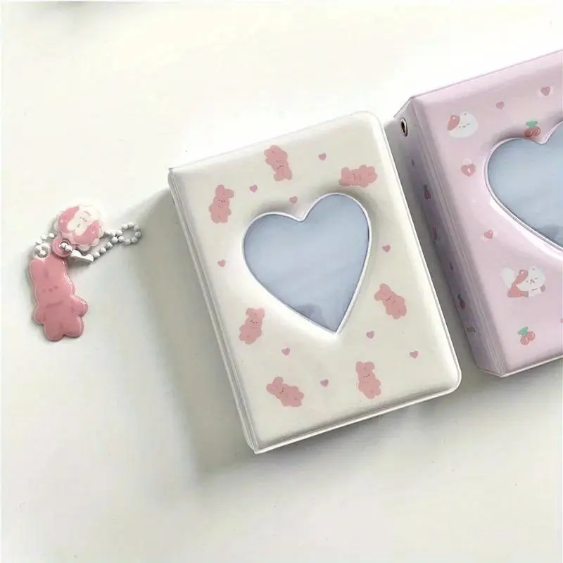 Cute Love Heart Hollow Instax Album Kawaii Rabbit Mini Photo Album 3 Inch Kpop Card Binder Photocards Binder Name Card Photocard Holder 40 Pockets Photo Organizer Picture Album