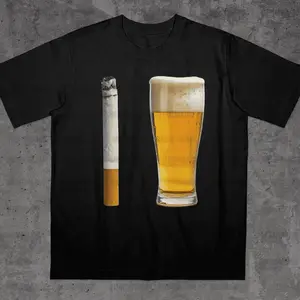 Beer & Cigarettes Funny Meme T-Shirt – Retro Party Humor Graphic Tee