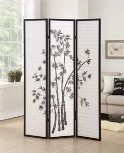 3 Panel Black Oriental Shoji Screen / Room Divider