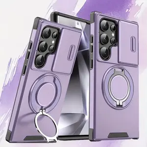 [Linker] 360° Rotating Ring Mount for Galaxy S26 Ultra Plus Edge 2026 – New Drop-Proof Protective Case with Sliding Camera Cover and Pop-Up Stand. Premium Design, Ideal for Professionals. Car Mount