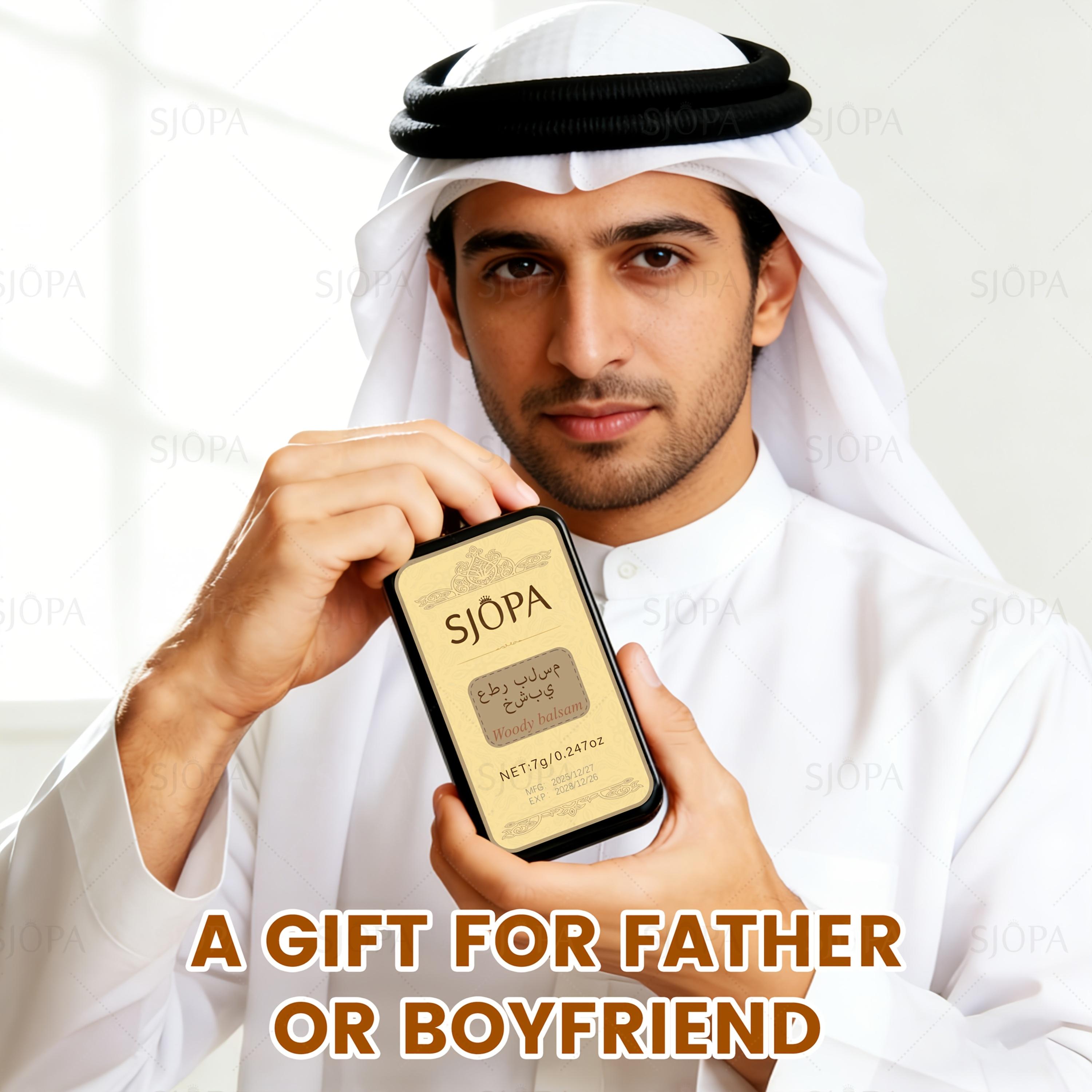 2-piece Arabian perfume solid set, long-lasting fragrance. Arabian citrus perfume top notes: pepper, amber, vetiver; middle notes: birch tar, cardamom; base notes: Brazilian rosewood, sandalwood. A gift for father or boyfriend.