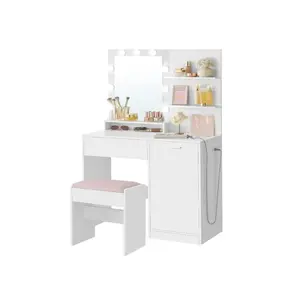 VASAGLE Vanity Desk with Mirror and Lights