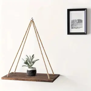 Wall-Mounted Hanging Plant Stand, Wooden Board Display Rack, Flower Pot Storage Holder, Decorative Hanger Shelf for Home Decoration