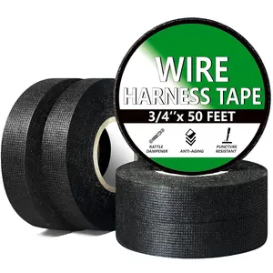 5 Rolls Wire Harness Tape High Temp Self Adhesive Fabric Tape for Automotive Wiring Harness Wrap Sound Damping Heat Proof 3 4 Inch x 50 FT