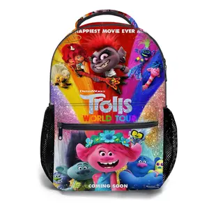 Trolls-World-Tour-Backpacks for Girls, Cute School Backpack for Girls Boys, Aesthetic Bookbag for Teens, Lightweight Classic Backpack for Travel, Work, Picnic A-91