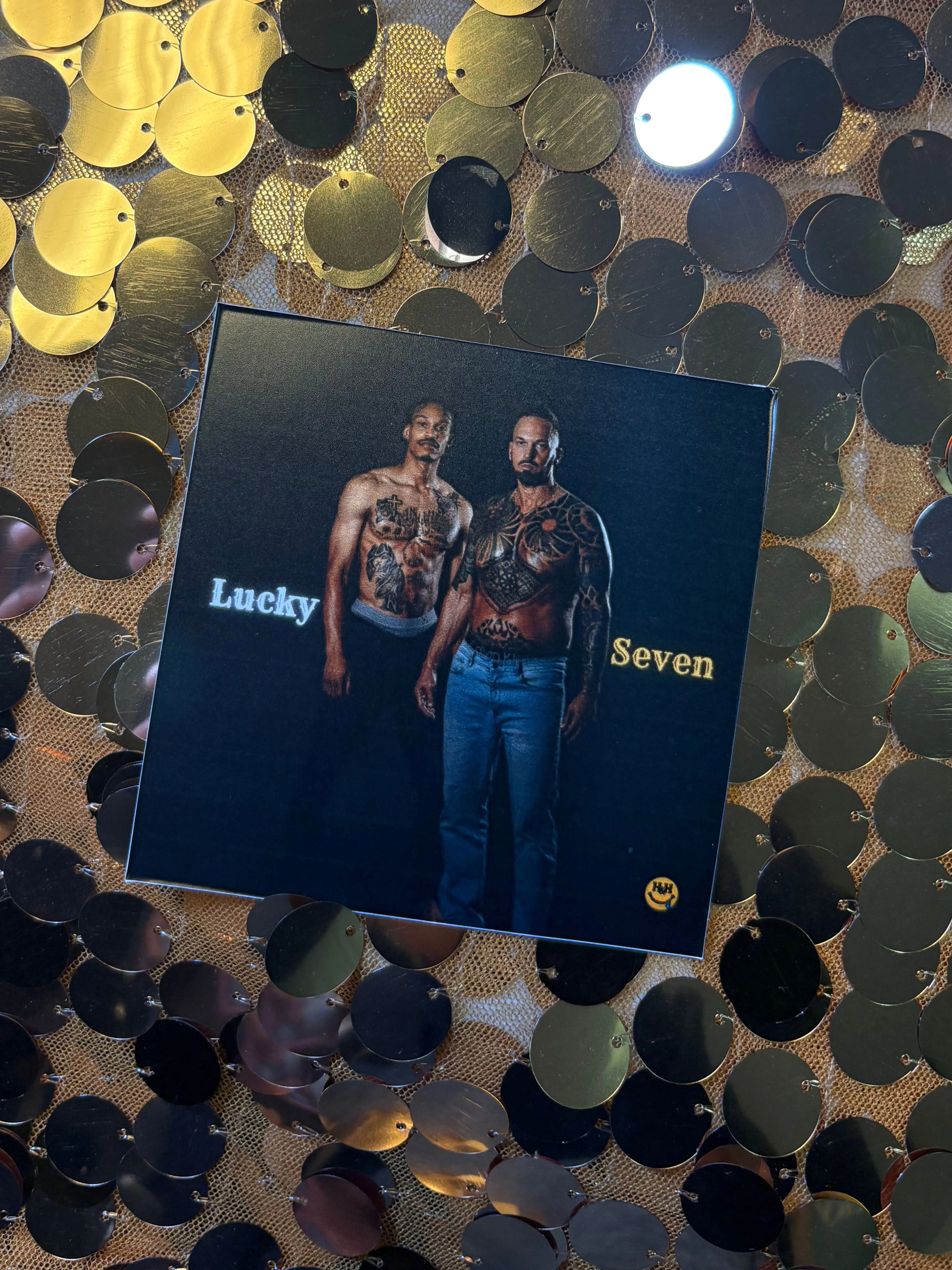 Him & Him Lucky Seven Album Cover Sticker 4inx4in for Music Fans and Collectors Clear Vibrant Design Ideal for Collections or Decor