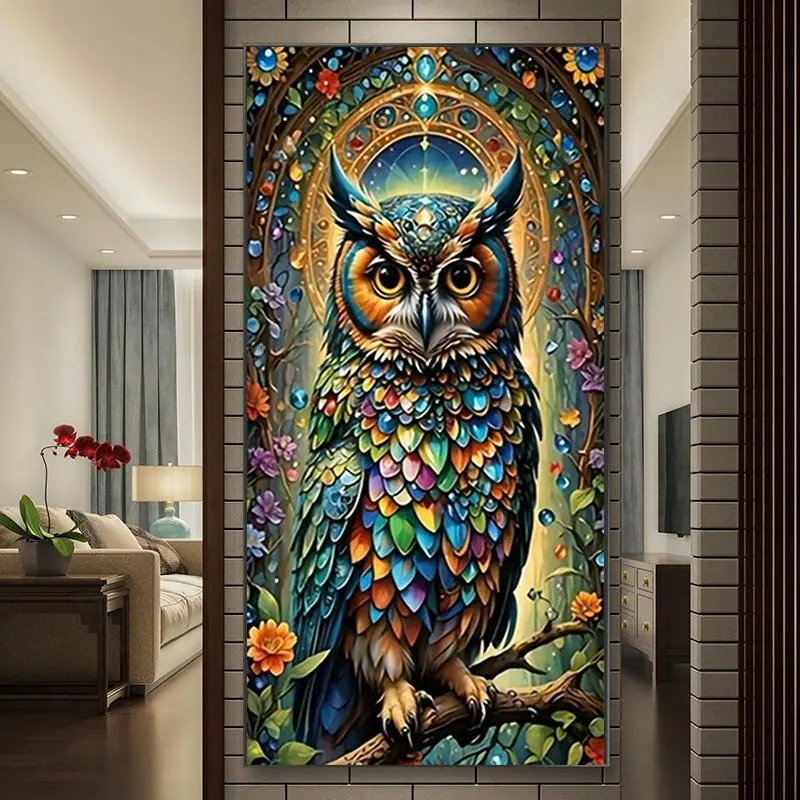 Owl Pattern DIY Diamond Arts Colorful Painting Kit without Frame, DIY 5D Diamond Arts Colorful Painting Kit, Wall Art Decor for Home Living Room Bedroom