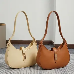 Minimalist PU Leather Crescent Hobo Bag - Versatile Underarm & Shoulder Purse | Durable Lightweight Handbag | Stylish Everyday Essential in Multiple Colors