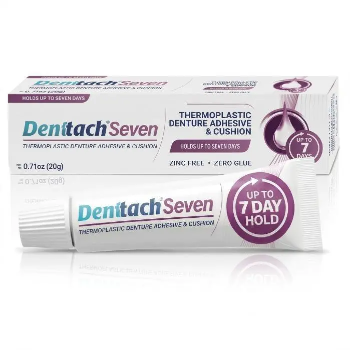 🔥 BEST SELLER! Denttach Seven Denture Adhesive, Thermoplastic Denture Adhesive Up to 7 Days, Extra Strong Waterproof, Secure Denture Grip & Cushion, Refit, Reliner for Upper & Lower Dentures, Comfortable, Zinc Free