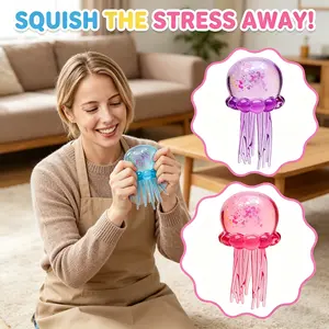 Needoh Jellyfish Squeeze Squishy Toy 1PCS Slow Rise Stress Relief Fidget Toy for Kids & Adults Cute Sensory Water Animal for All Ages