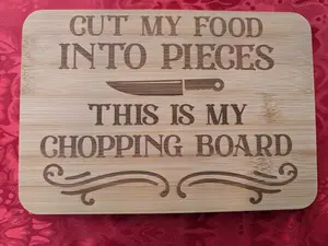 Cut My Food Into Pieces This Is My Chopping Board Laser Engraved Mini Bamboo Cutting Board Charcuterie | Kitchen Decor Display Conversational Piece | Elder Emo | Papa Roach Last Resort