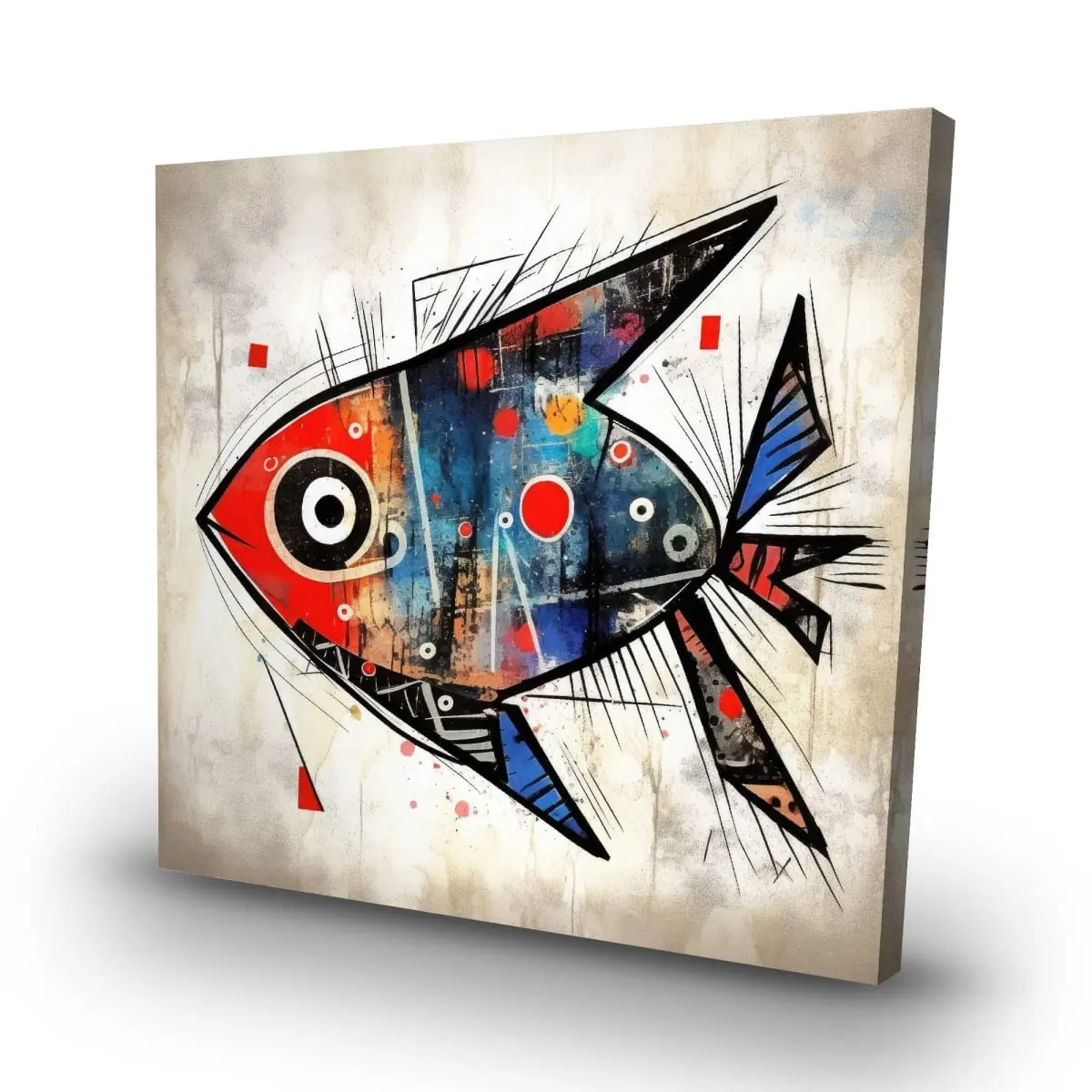 Begin Home Decor C1RC323201RDTJ 32 x 32 in. Fish Gaze - Pattern Bathroom Canvas - Stylish Art