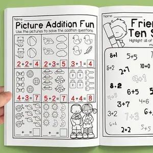 Interactive Math Learning Workbook, Addition and Subtraction Practice, Rich Math Activities, Perfect Back-To-School Gift, Educational Work Book