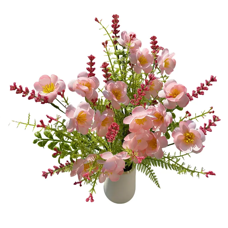 4pcs Artificial Peach Blossoms, DIY Faux Floral Bouquets for Valentine’s Day Gifts & Decor, Spring Table Centerpiece, Wedding, Party, Romantic Home Arrangements