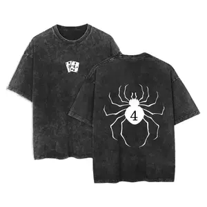 Retro Vintage Hisoka Phantom HxH Hunter x Hunter Anime Double Printed Washed T-Shirt Unisex Mineral Anime Manga Washed Heavy Cotton T-shirt