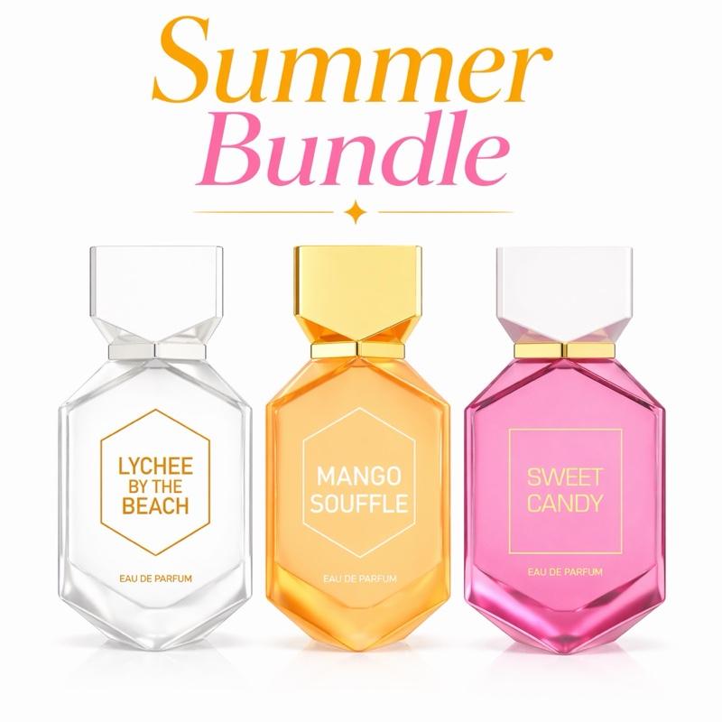 Summer Bundle - Lychee by the Beach, Mango Souffle, Sweet Candy Eau de Parfum for Women by Camara Perfumes