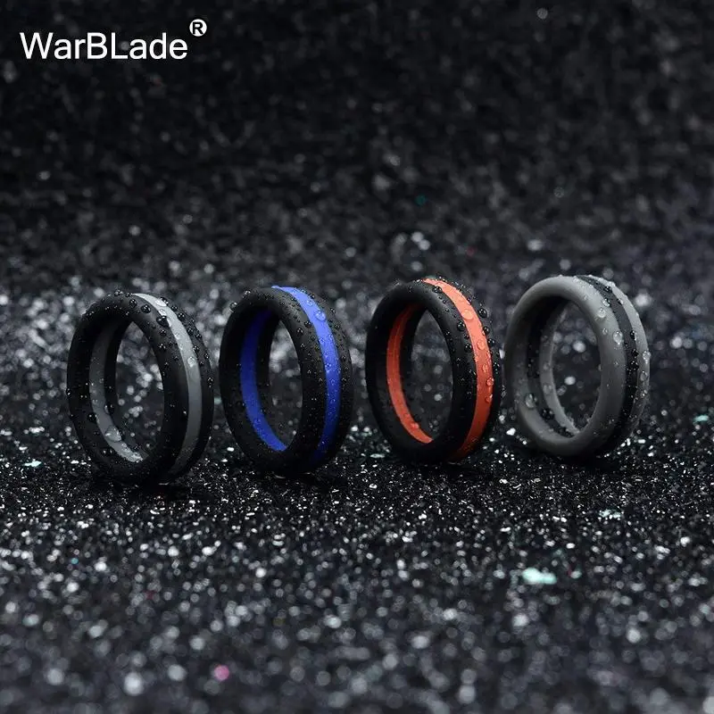 5pcs/lot Three Layered Silicone Rings Men Women Hypoallergenic Crossfit Flexible Rubber Finger Ring Wedding Rings