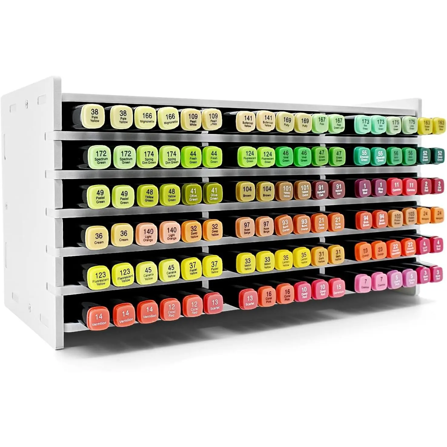 Marker Storage Organizer, Marker Holder for 108 Markers, Pens, Watercolor Brhes, and Colored Pencils – Desktop Art Supply Organizer for Home, Office, and Classroom