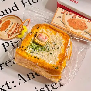 Small Toast Original Flavor Double LayerFood-Grade Silicone Slow-Rising Rebound Squishy Fidget Toys for Stress Relief - Soft Squeeze Toys with Thick Creamy Slime Texture, Handmade Non-Toxic Sensory Toys