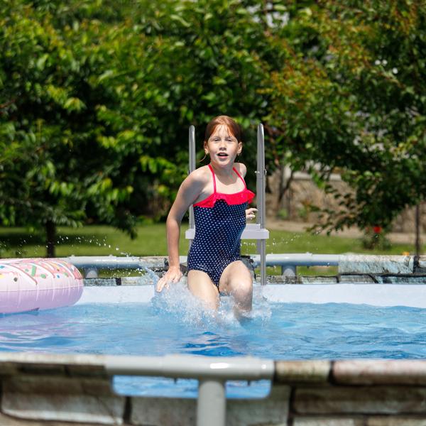 4-Step 52in Above Ground Pool Ladder - 300LB Capacity, Iron Grey Frame & White Steps, Fits Pools up to 52in
