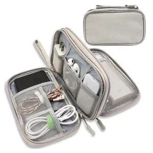 Cable Storage Bag, Portable Double Layer Makeup Storage Box, Waterproof Stationary Storage Container for Summer Outdoor Travel, Summer for Gift, Travel Accessories, Durable Pouch