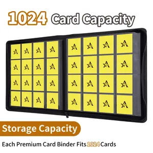 16-Pocket Ringless Card Binder Album Folder, 1000-Plus Pocket Trading Card Binder - Premium Side-Loading Zipper Binder, for Collectible Cards, TCG, Sports, Game Trading Cards - Black