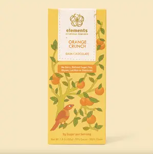 Elements Truffles Orange Crunch 70% Dark Chocolate Bar Dairy-Free Snack Organic Gluten-Free No Artificial Sweeteners 50g