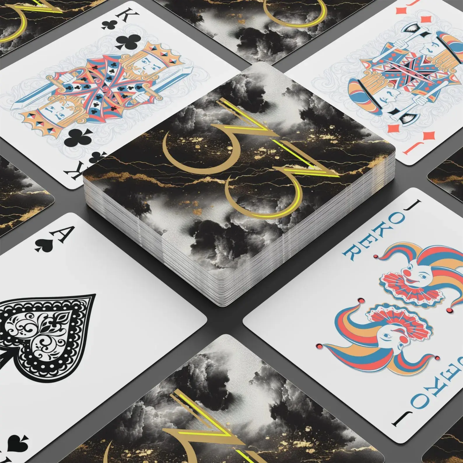 Clair Obscur Expedition 33 Playing Cards | Gold Marble Collectible 54-Card Deck | Gustave Maelle Lune Verso Fan Art | RPG Gamer Gift