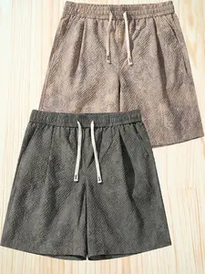 Men’s Summer Two-Pack Casual Foam Mesh Shorts  Loose, Breathable Athletic Bermuda Shorts with Drawstring and Elastic Waist, Suitable for Home and Beach