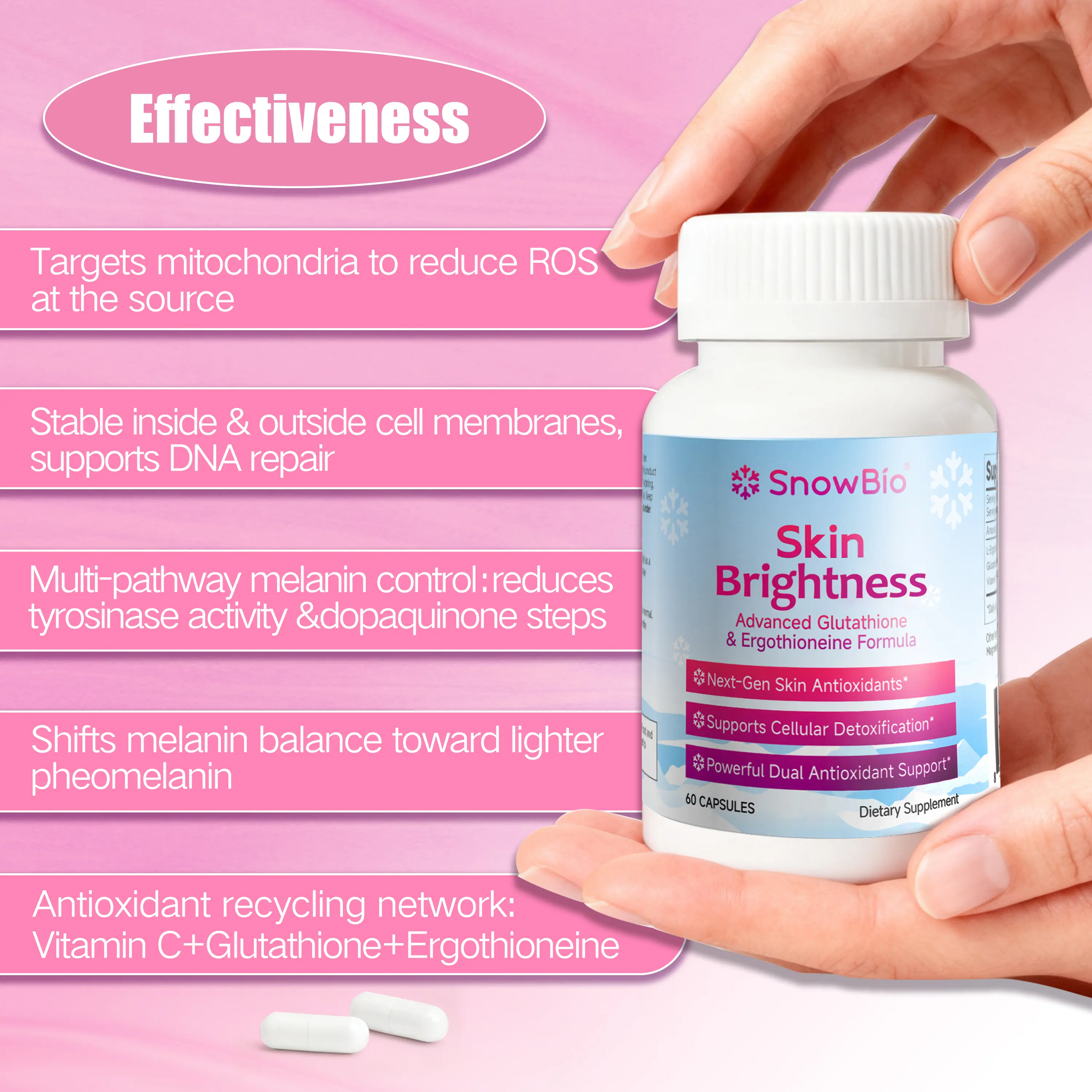 SnowBio Anti-Aging Skin Brightness Improvement Advanced Glutathione & Ergothioneine Formula with Radiance & Even Tone Support - 60 Capsules - US Healthcare Supplement - TikTok Shop SnowBio Anti-Aging Skin Brightness Improvement Advanced Glutathione & Ergothioneine Formula with Radiance & Even Tone Support - 60 Capsules - US Healthcare Supplement - TikTok Shop