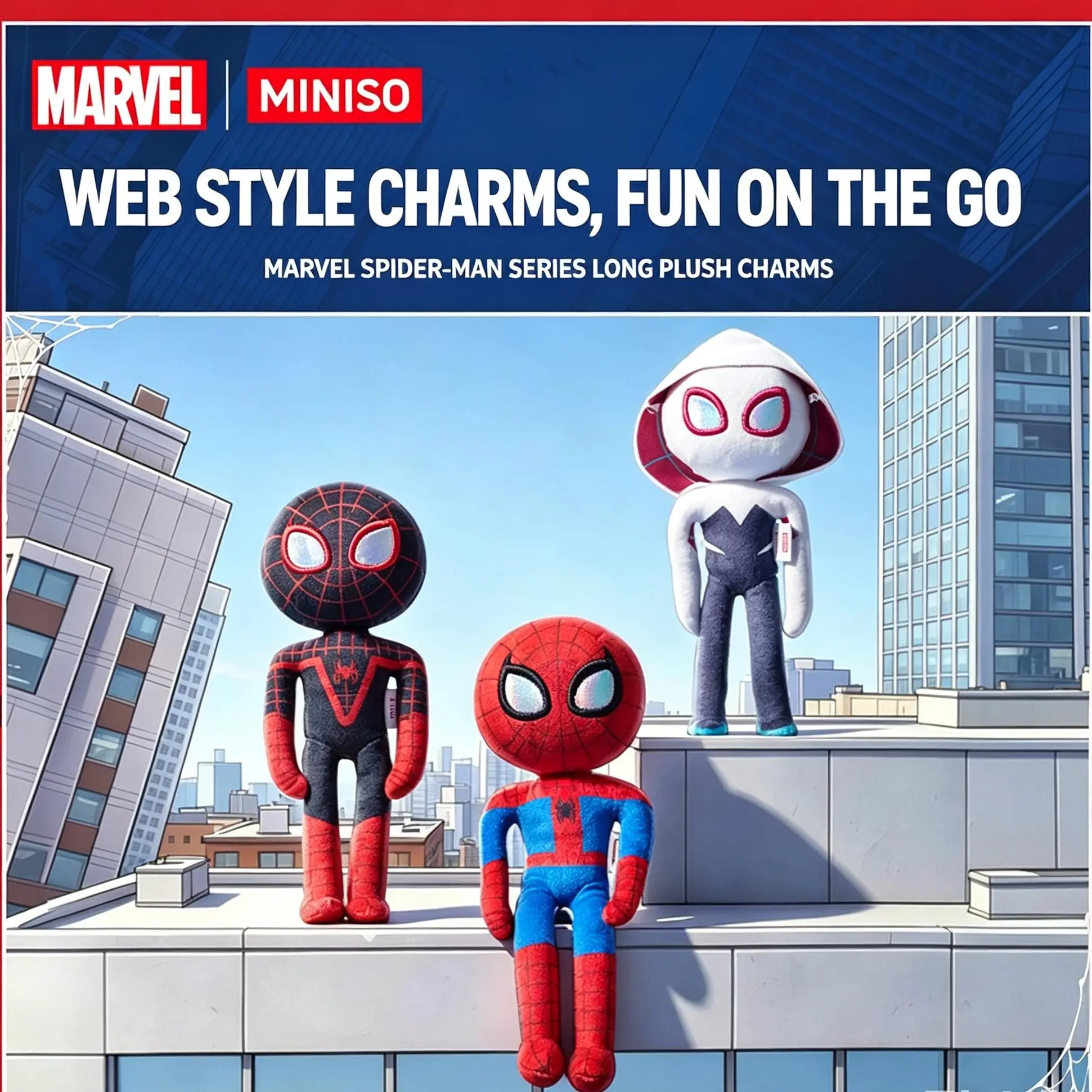 Marvel Spider-Man Series Long Length Plush Pendant Charm, Cute Cartoon Bag Accessory, Portable Creative Gift for Stuffed Toy Enthusiasts
