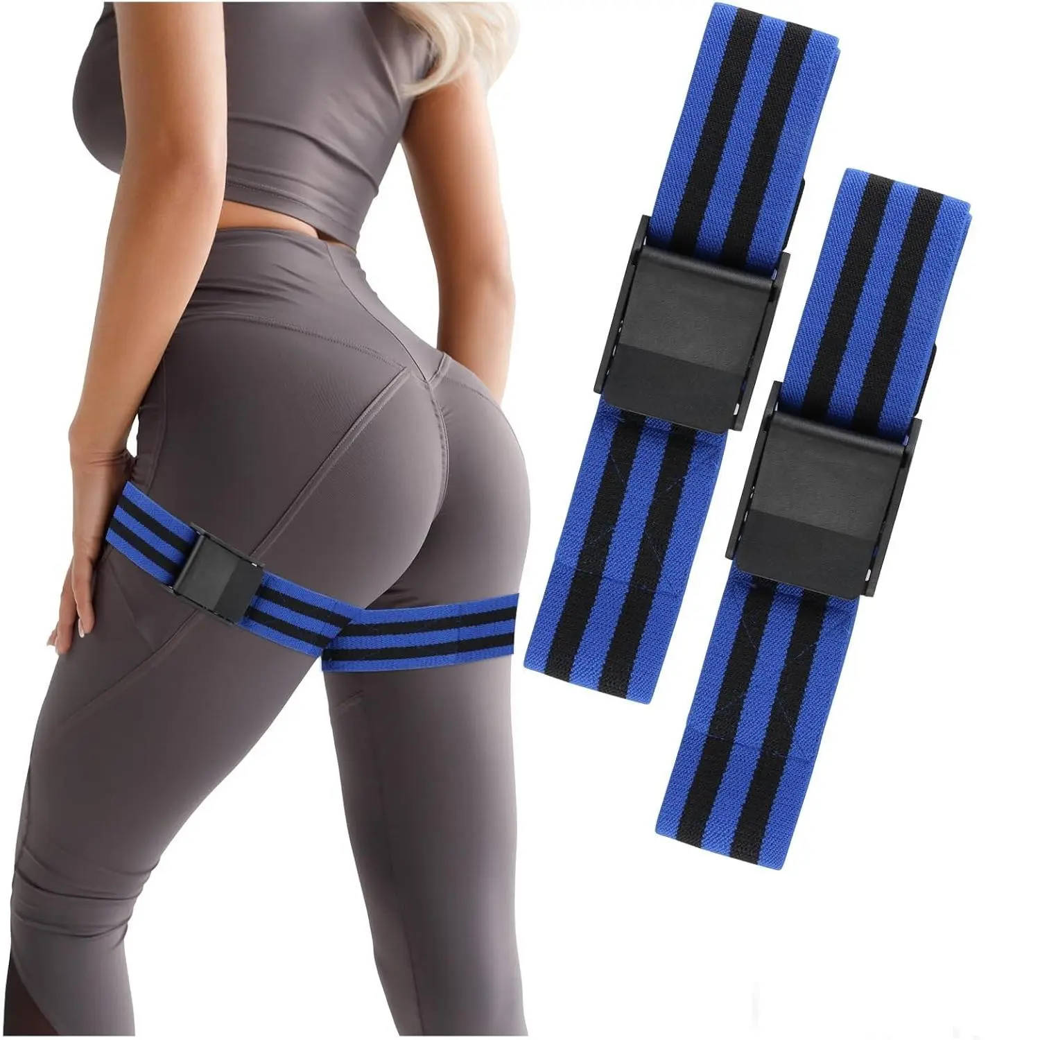 Adjustable Occlusion Bands 2 Pack, 90cm Durable & Lightweight Straps for Blood Flow Restriction, Unisex Gym Gear for Glutes & Legs Strength Training, Travel, Women, Home Workout