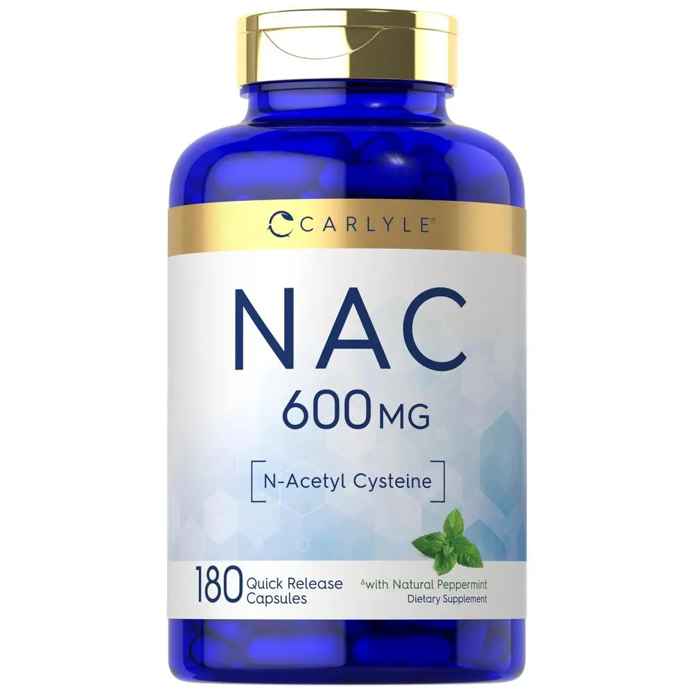 Carlyle NAC N-Acetyl Cysteine 600mg | 180 Capsules | with Peppermint | Free Form Supplement | Non-GMO, Gluten Free Carlyle NAC N-Acetyl Cysteine 600mg | 180 Capsules | with Peppermint | Free Form Supplement | Non-GMO, Gluten Free