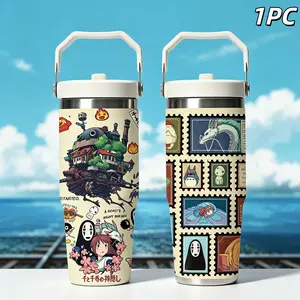 30oz Ghibli Anime Daily Travel Stainless Cup Leakproof With Handle