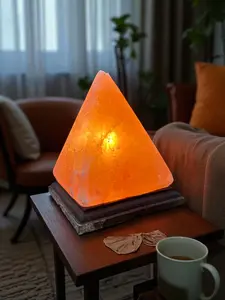 #105 Pyramid Lamp Himalayan Salt Traditional Design for Home Decor Elegant & Natural Material Versatile Use in Living Room Bedroom or Kitchen