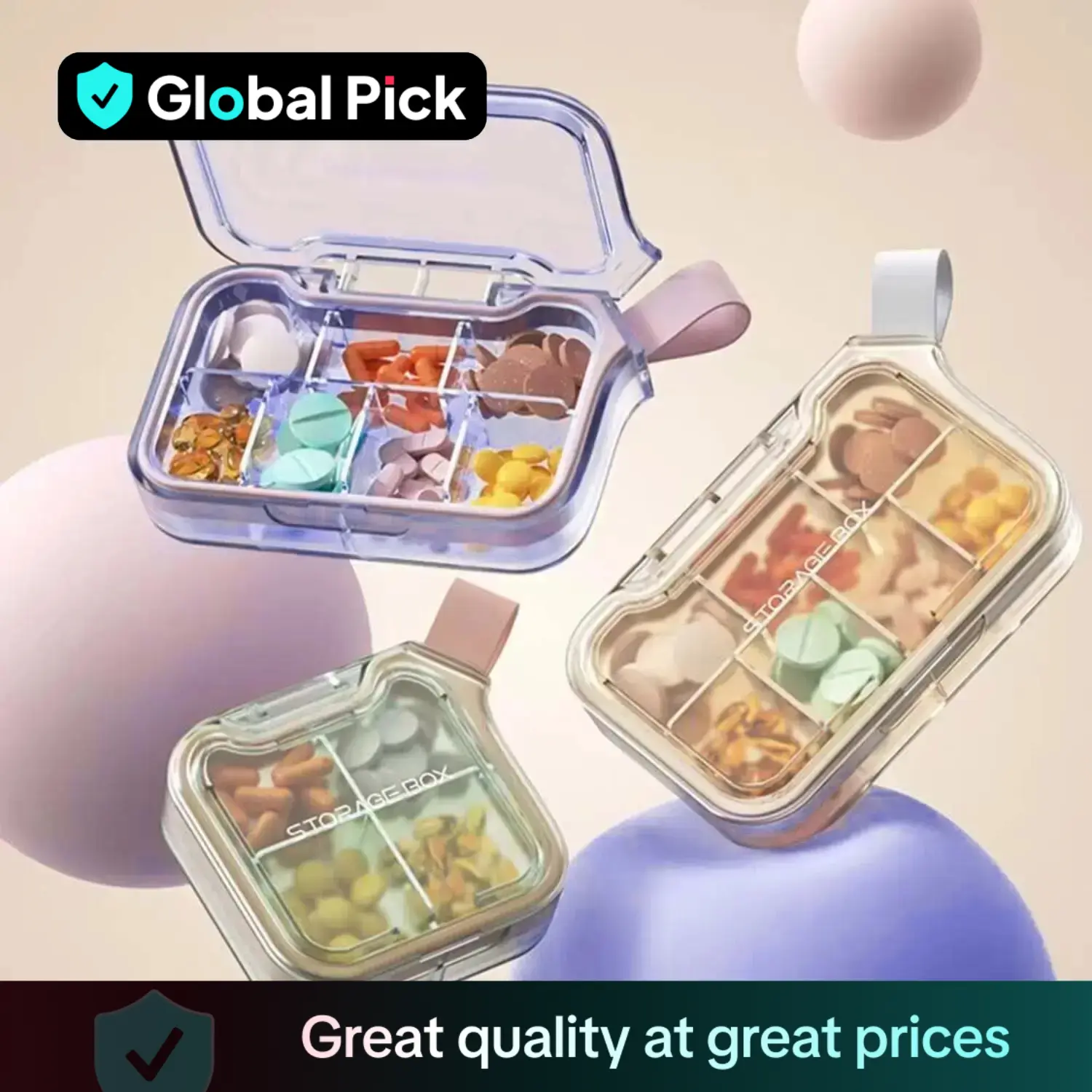 Portable Pill Storage Box, 1 Count Mini Pill Organizer with 7 Compartments, Pill Storage Box for Travel & Home Camping Outdoor Daily Use