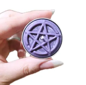 Pentacle Tea Light Natural Soy Wax Handmade Candles Black Purple Lavender Blue or Pink for Witchcraft Altar