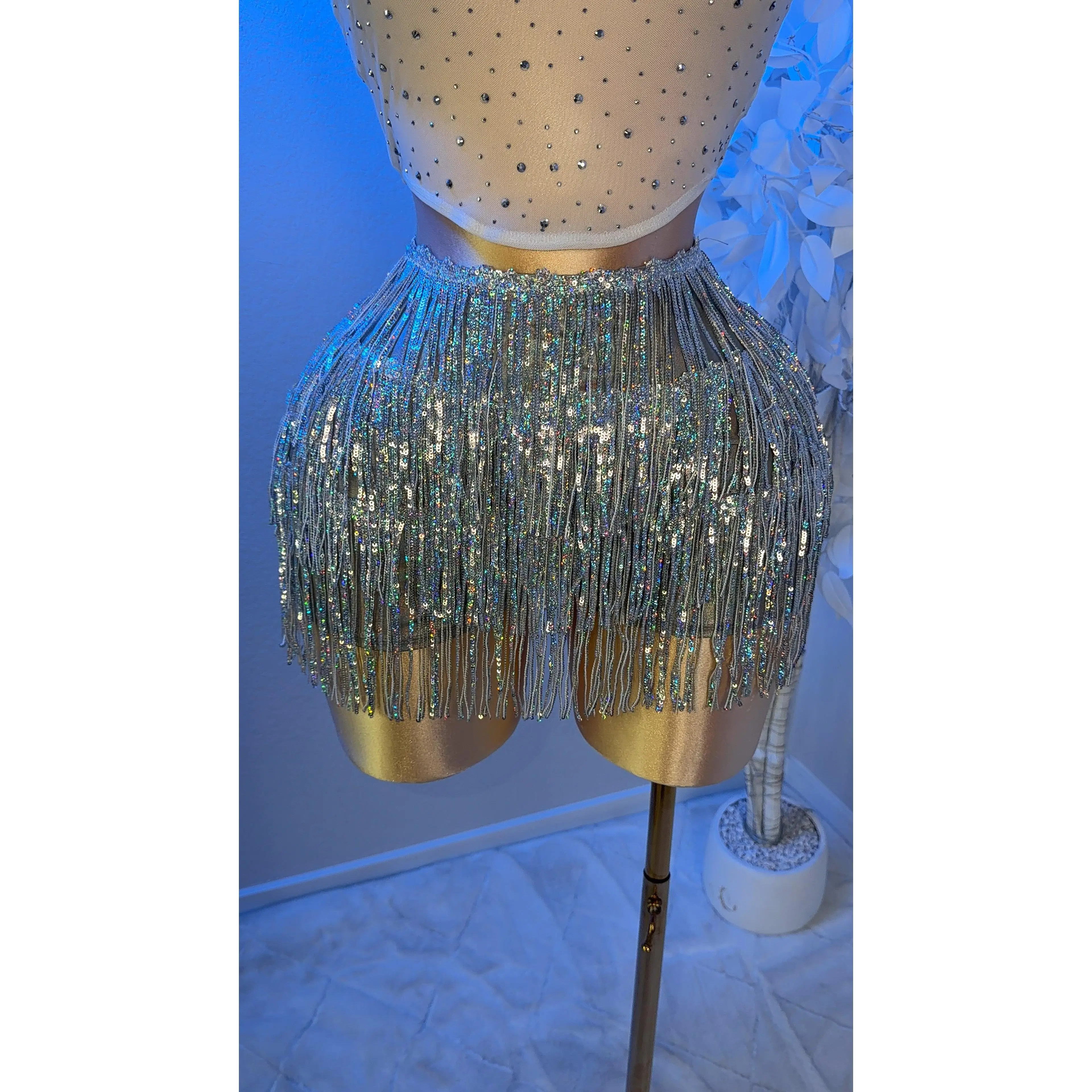 Sparklyyy Fringe Mini Skort - Silver