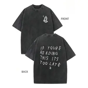 Drake If You're Reading This It's Too Late Vintage T-Shirt Hip Hop Cotton Men T Shirt New Tee Tshirt Womens Tops,Y2k Clothes,Drake Take Care Graphic Music Fan Black T Shirt, Retro Washed Double-Sided Printed T-Shirt (230 Pure Cotton T-Shirt),