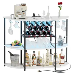 FURMAX Wine Rack Table Coffee Bar Cabinet Freestanding Liquor Stand Glass Holder Rustic FURMAX Wine Rack Table Coffee Bar Cabinet Freestanding Liquor Stand Glass Holder Rustic