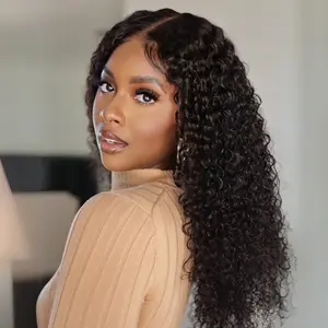 UNice Upgrade EasiContour V Part Jerry Curly Wig Glueless 0 Skill Needed Human Hair Wig Beginner Friendly Natural Scalp