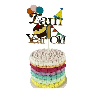 Creativity Shimmers 1st Birthday Cake Topper Multilayered Multi-Color Design, Handmade, Reusable, Sturdy, Safe