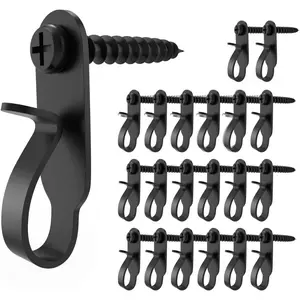 Light Hanger Hooks - Screw Hooks for Hanging Lights, Led Clips - Stainless Steel, Black, 20 Pack