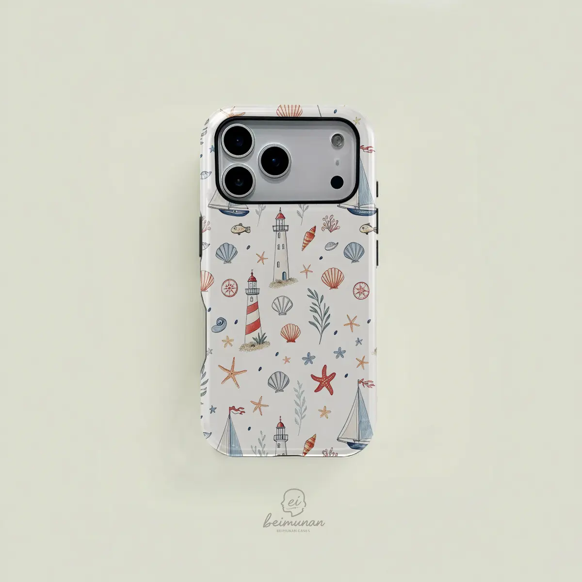 Ocean theme print pattern 2-in-1 mobile phone case, textured, durable, shockproof, stylish protective cover for iPhone 11 12 13 14 15 16 17 Pro Max Pro Plus, compatible with Samsung Galaxy S25 S24 S23 Ultra