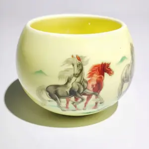 Galloping Prosperity Auspicious Jianzhan - Traditional Chinese Artistry Ceramic Cup with Hand-Painted Horses for Success and Vitality
