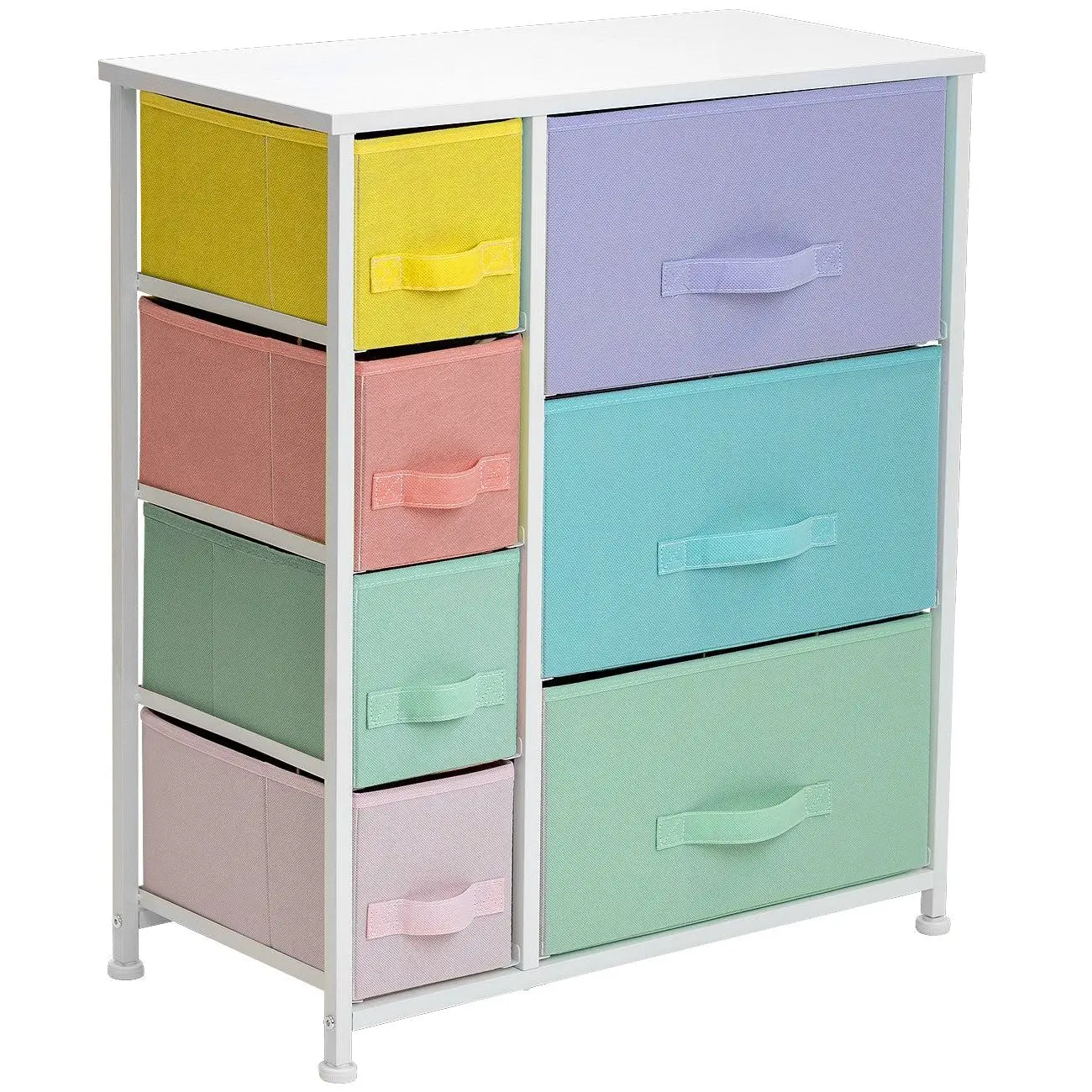 Sorbus 7-Drawer Chest for Household Storage, Rainbow Colors Fabric Drawers for Kids' Room