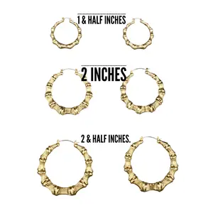 Bamboo Earrings, At Least 3 Pair Hoop Earrings (Set of 3)